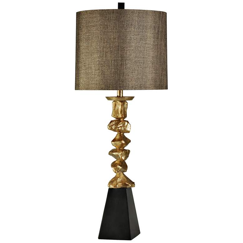 Image 1 Geometric 40" High Vintage Gold and Black Modern Table Lamp