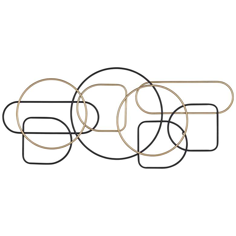 Image 1 Geometric 43 1/4" Wide Black and Gold Metal Wall Art