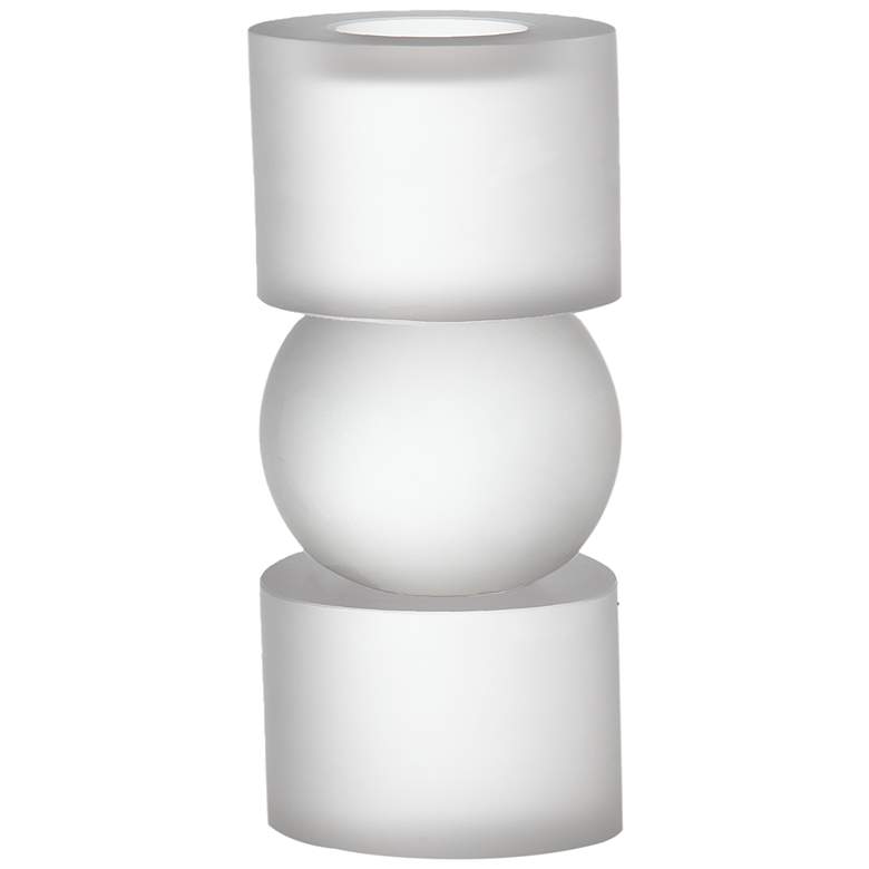 Image 1 Geometric 7 inch Tall White Candle Holder