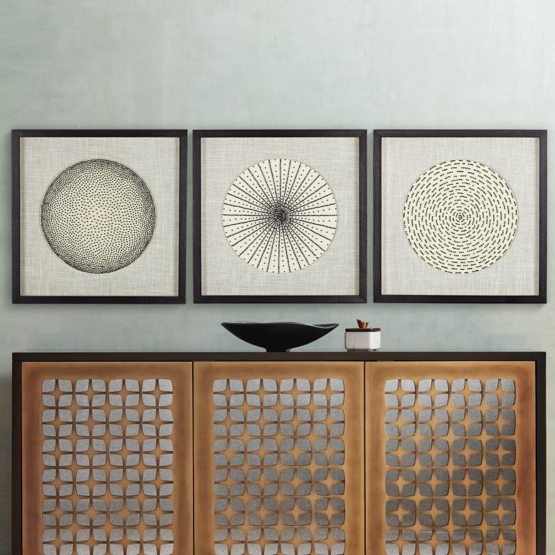 Image 2 Geometric Burst 23 3/4" High Framed Wall Art - Set of 3