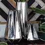 Geometric Coated Silver Electroplated Flower Vases Set of 3