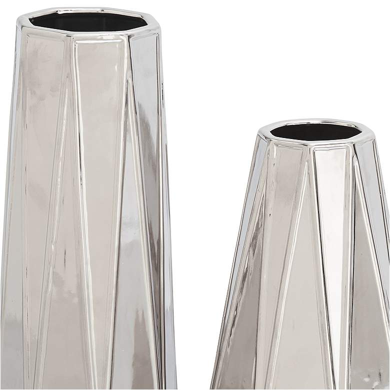 Image 3 Geometric Coated Silver Electroplated Flower Vases Set of 3 more views