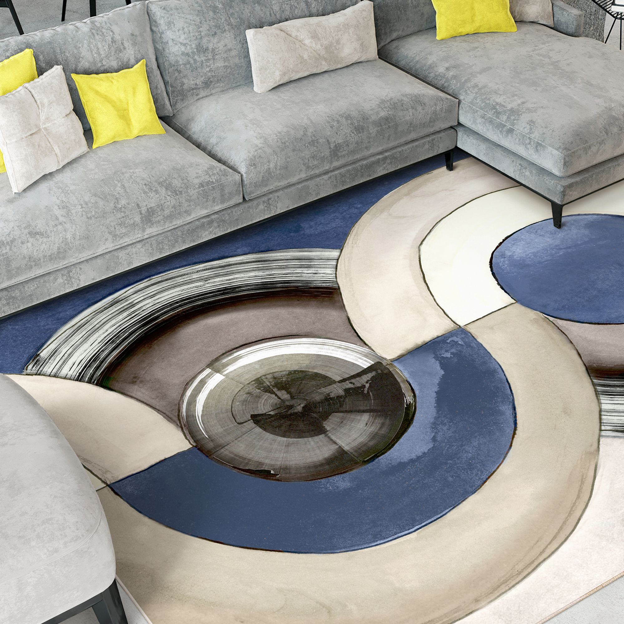 Image 5 Geometric Cool I Washable Art Area Rug size 8'x10' more views