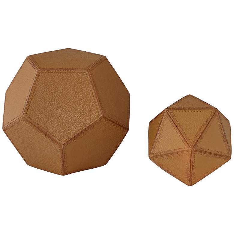Image 1 Geometric Faux Leather Decorative Balls - Set of 2