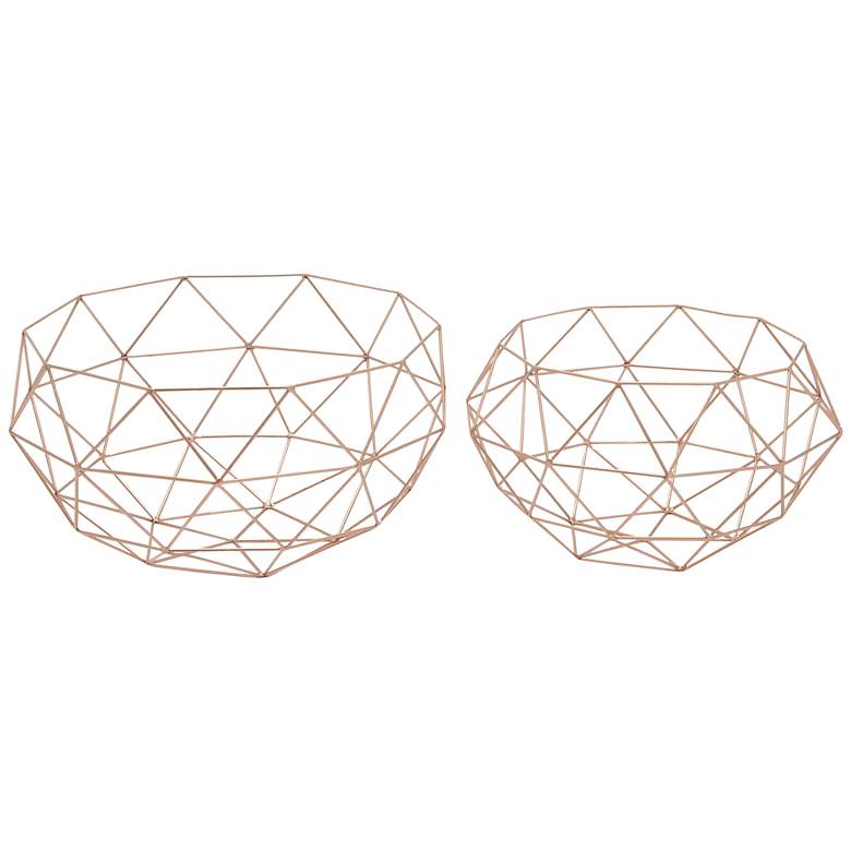 Image 2 Geometric Gold Metal 2-Piece Decorative Basket Set