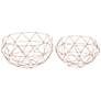 Geometric Gold Metal 2-Piece Decorative Basket Set in scene