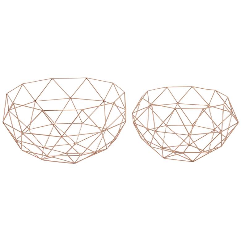 Image 1 Geometric Gold Metal 2-Piece Decorative Basket Set
