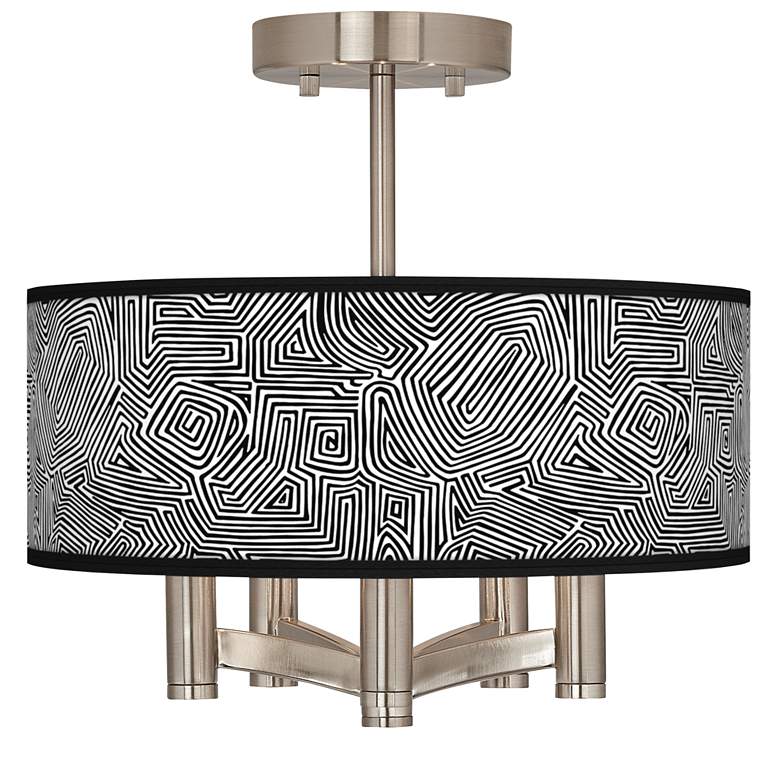 Image 1 Geometric Maze Ava 5-Light Nickel Ceiling Light