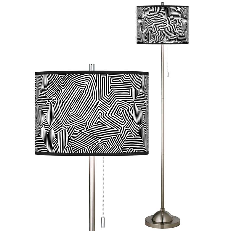 Image 1 Geometric Maze Brushed Nickel Pull Chain Floor Lamp