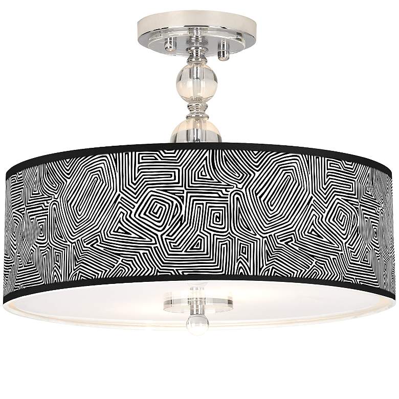 Image 1 Geometric Maze Giclee 16" Wide Semi-Flush Ceiling Light