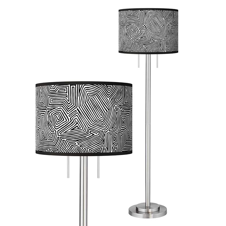 Image 1 Geometric Maze Giclee Brushed Nickel Garth Floor Lamp