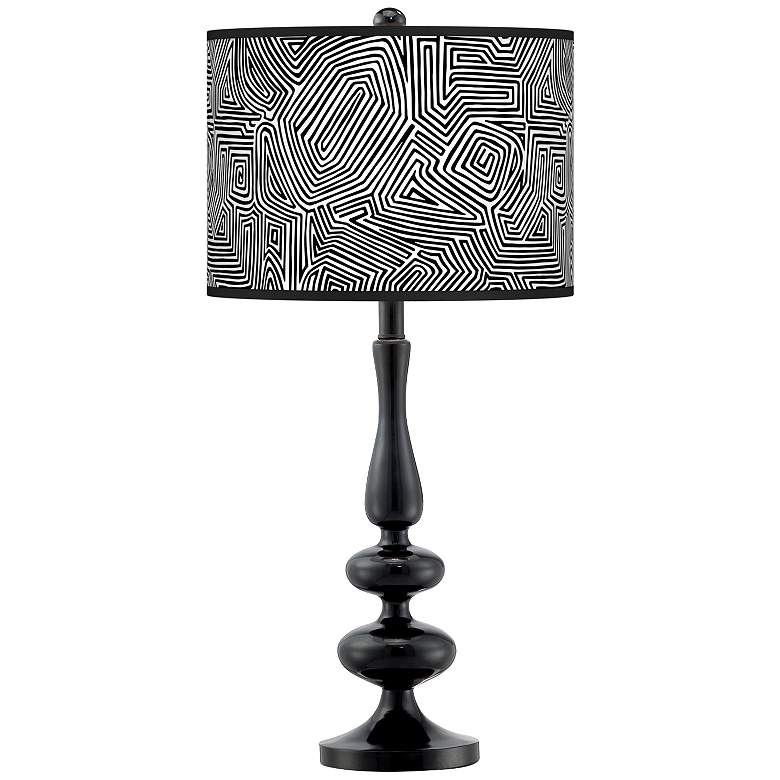 Image 1 Geometric Maze Giclee Paley Black Table Lamp