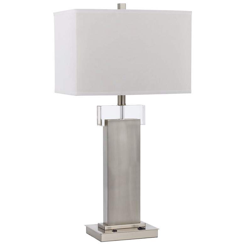 Image 1 Geometric Metal and Crystal Table Lamp