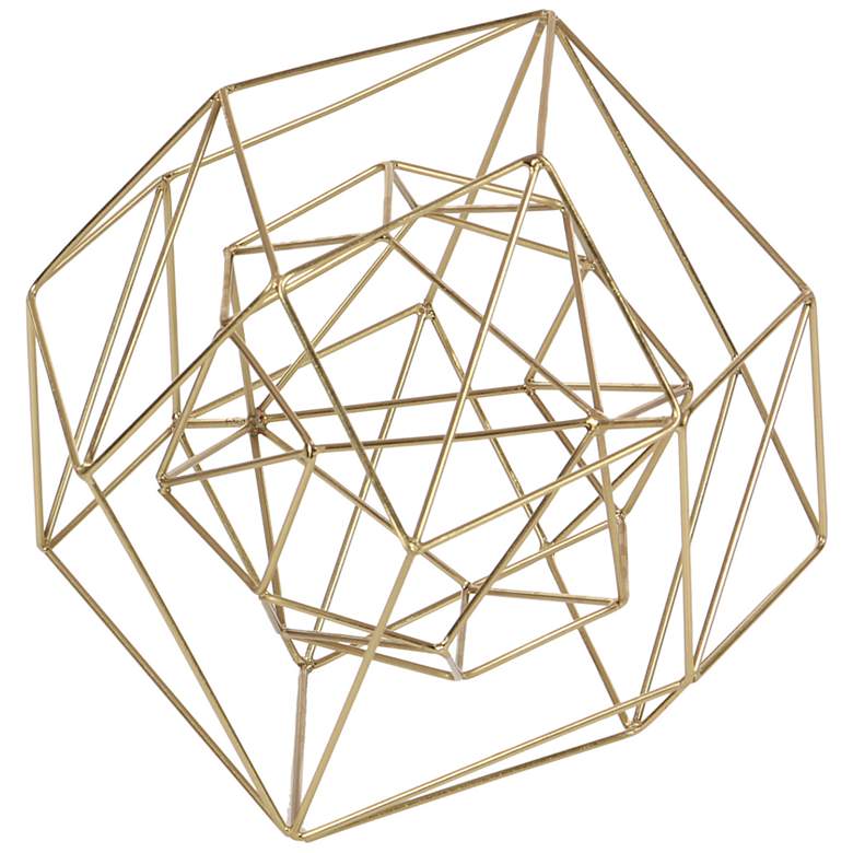 Image 4 Geometric Orb 8" Wide Metallic Gold Metal Sculpture more views