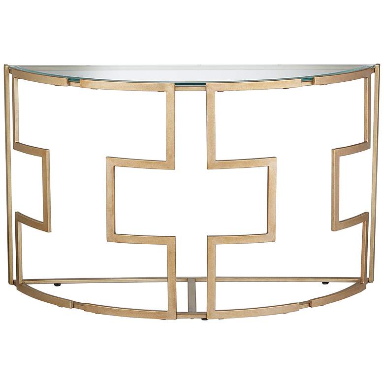 Image 1 Geometric Tempered Glass and Gold Sofa Table