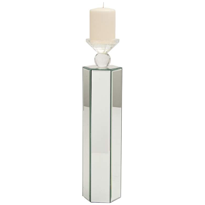Image 1 Geometric Tower 19 inch High Mirrored Pillar Candle Holder