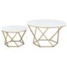 Geometric White Marble Top Coffee Tables Set of 2