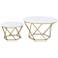 Geometric White Marble Top Coffee Tables Set of 2