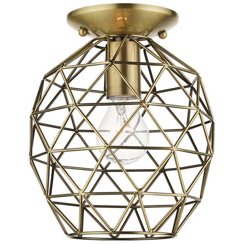 Image 1 Geometrix 1 Light Antique Brass Flush Mount