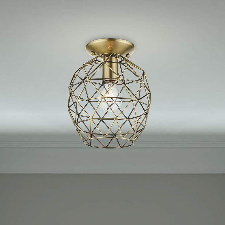 Image 1 Geometrix 1 Light Antique Brass Flush Mount