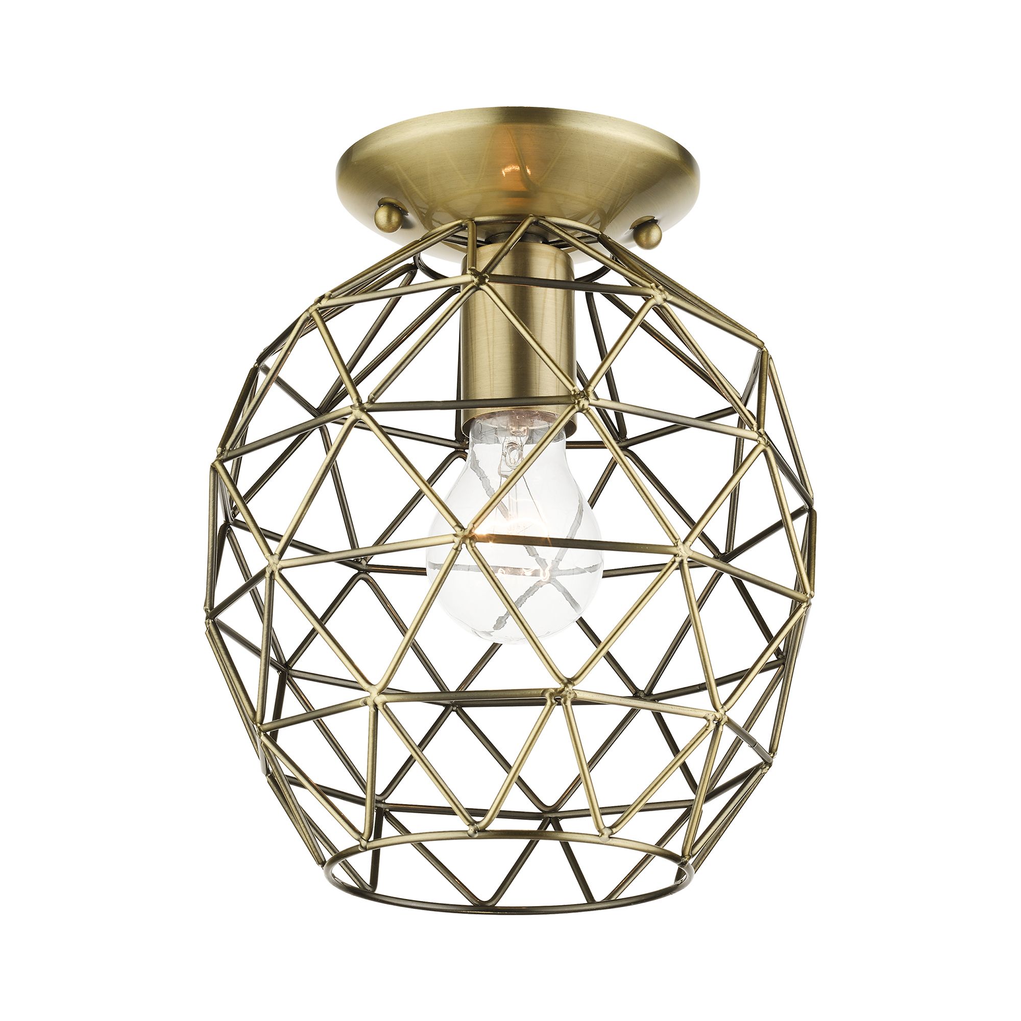 Geometrix 1 Light Antique Brass Flush Mount