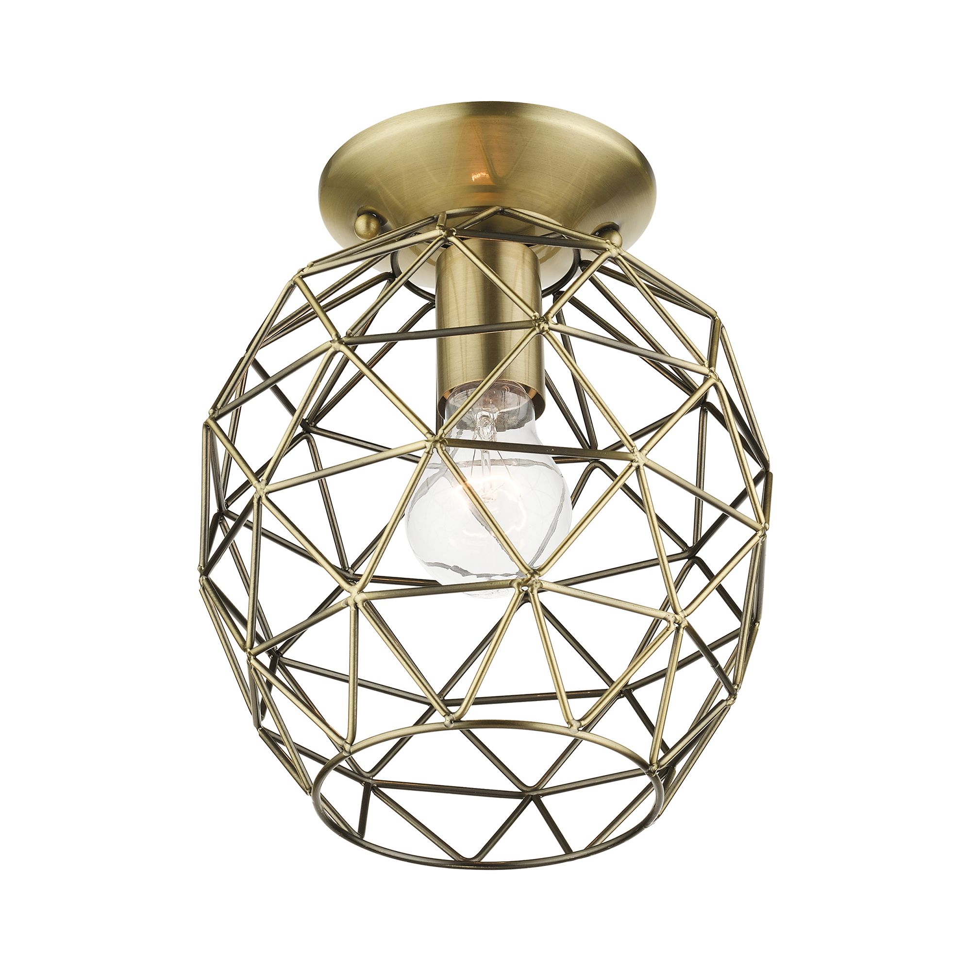Geometrix 1 Light Antique Brass Flush Mount