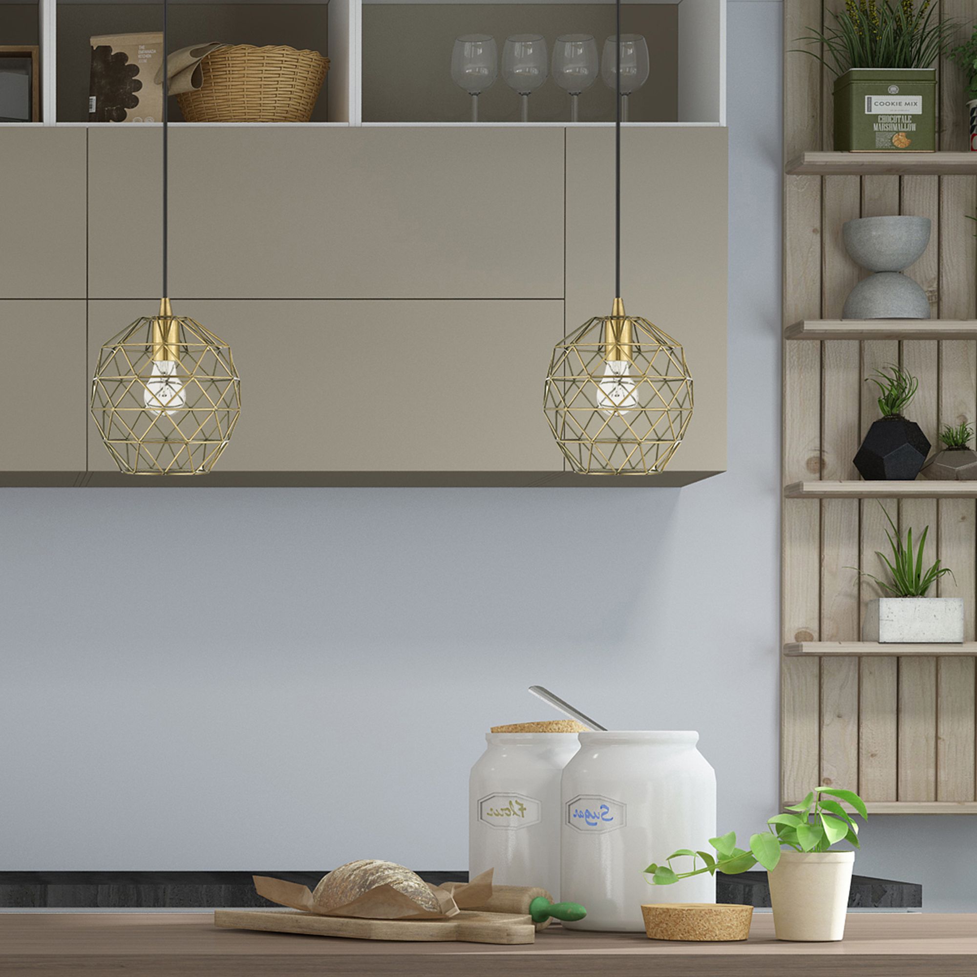 Geometrix 1 Light Antique Brass Mini Pendant