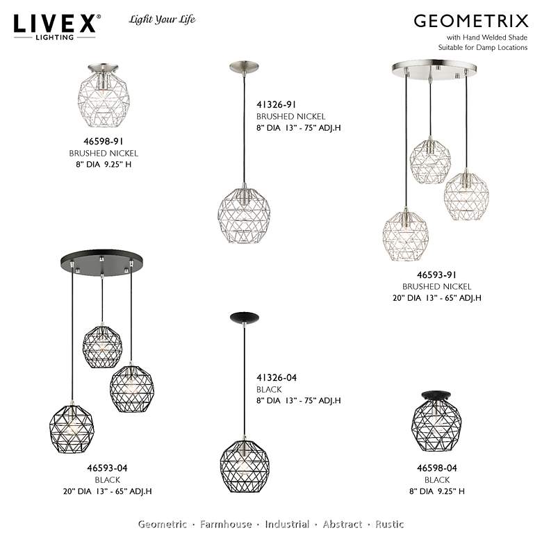 Image 3 Geometrix 1 Light Brushed Nickel Mini Pendant more views