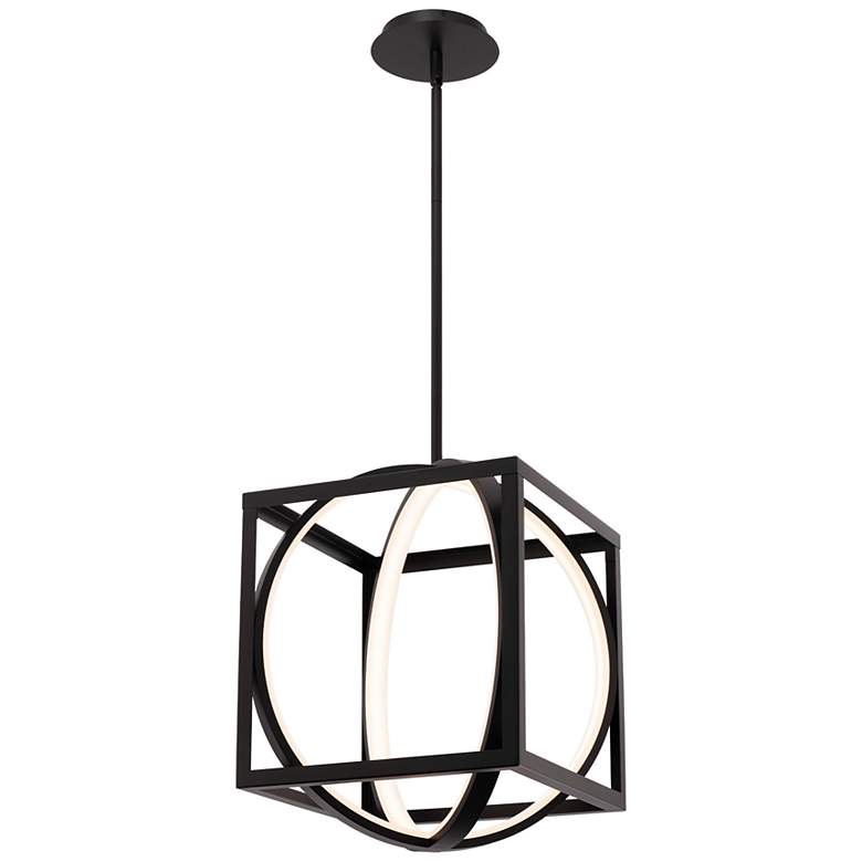 Image 2 Geometrix 17"H x 12.63"W 2-Light Pendant in Black