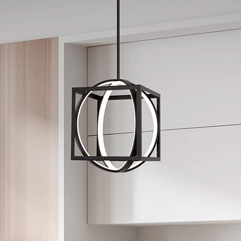 Image 1 Geometrix 17"H x 12.63"W 2-Light Pendant in Black