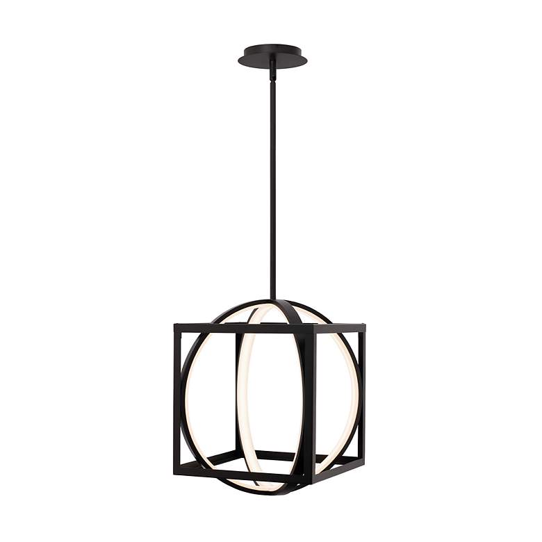Image 3 Geometrix 17"H x 12.63"W 2-Light Pendant in Black more views