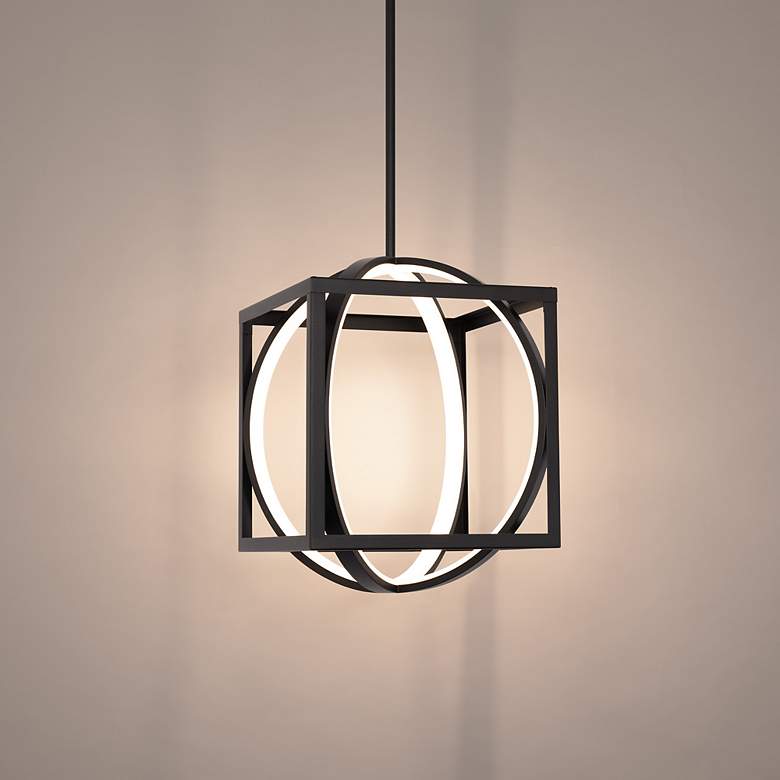 Image 4 Geometrix 17"H x 12.63"W 2-Light Pendant in Black more views
