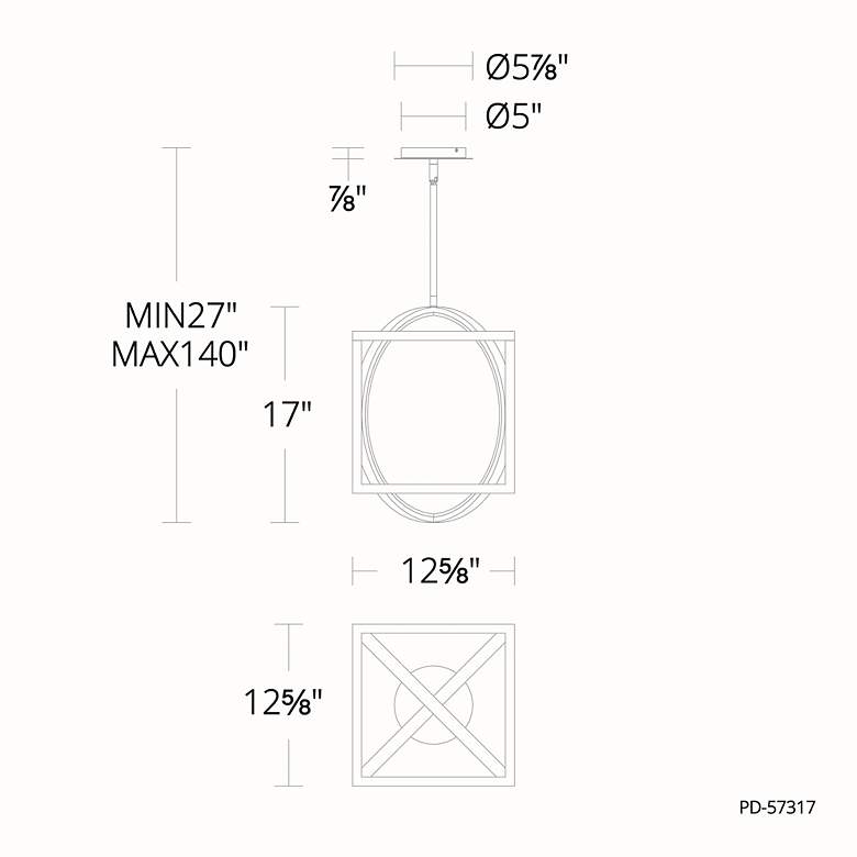 Image 5 Geometrix 17"H x 12.63"W 2-Light Pendant in Black more views
