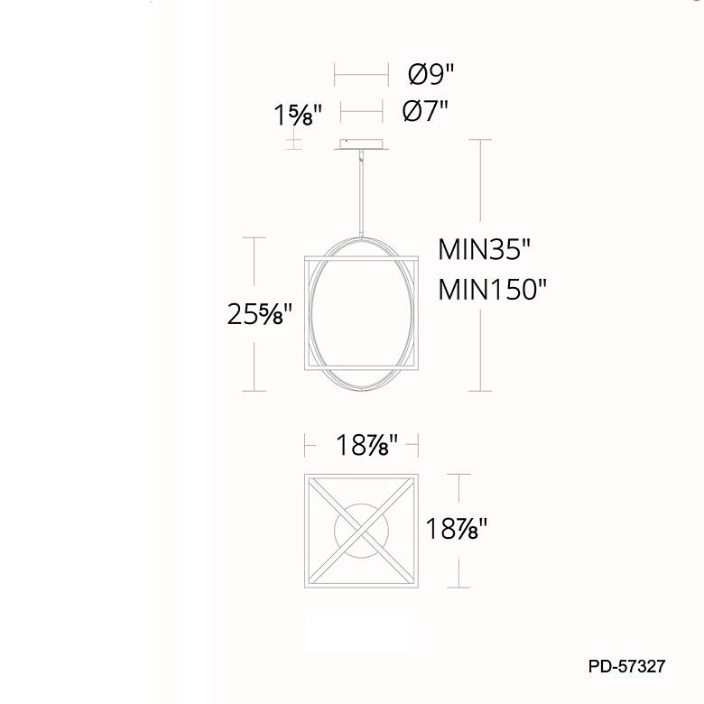 Image 3 Geometrix 25.63"H x 18.88"W 2-Light Pendant in Black more views