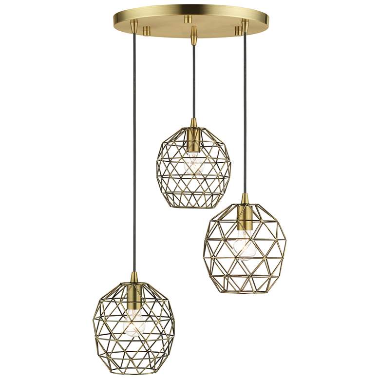 Image 1 Geometrix 3 Light Antique Brass Pendant