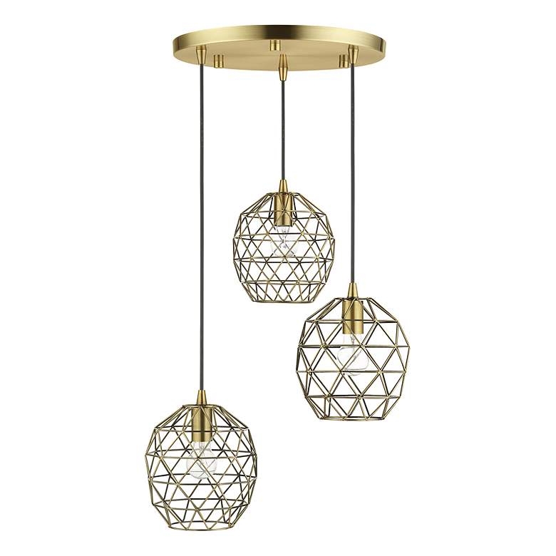 Image 7 Geometrix 3 Light Antique Brass Pendant more views