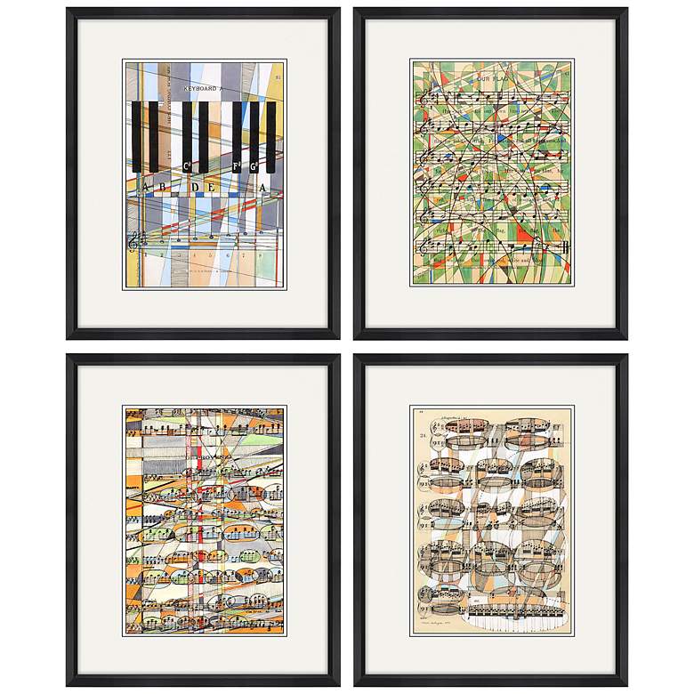 Image 3 Geometry of Music 22 inch High 4-Piece Framed Wall Art Set