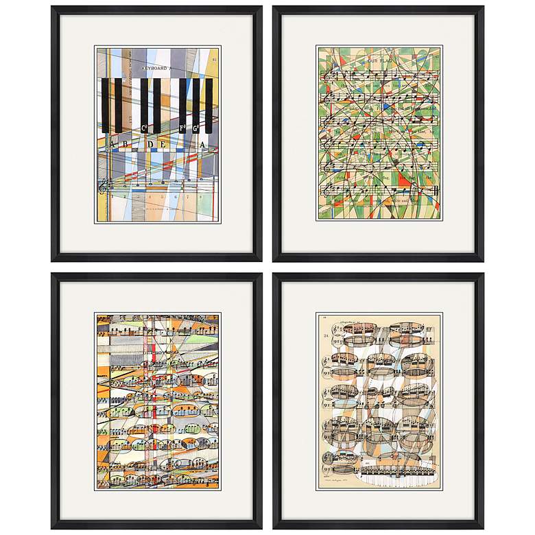 Image 3 Geometry of Music 22" High 4-Piece Framed Wall Art Set