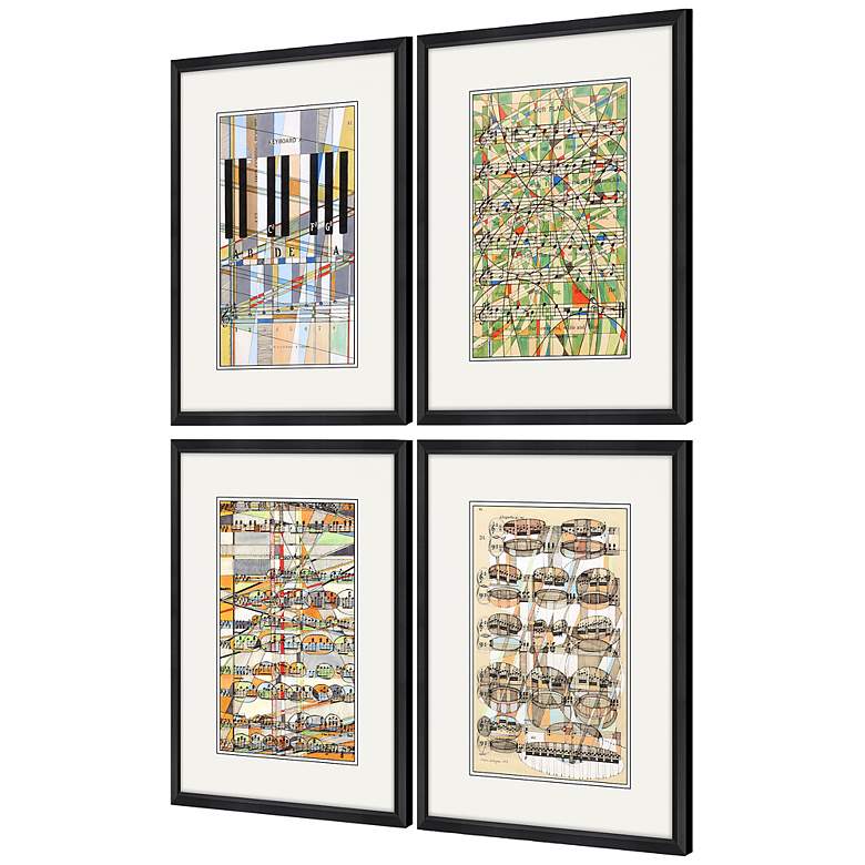 Image 5 Geometry of Music 22" High 4-Piece Framed Wall Art Set more views