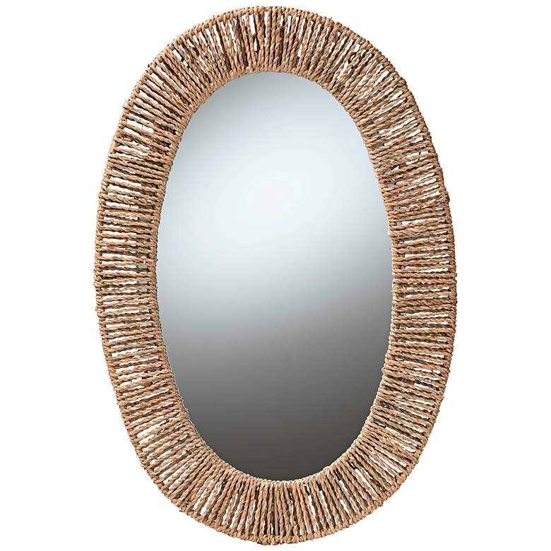 Image 2 Geona Natural Brown 15 3/4" x 23 1/2" Oval Wall Mirror