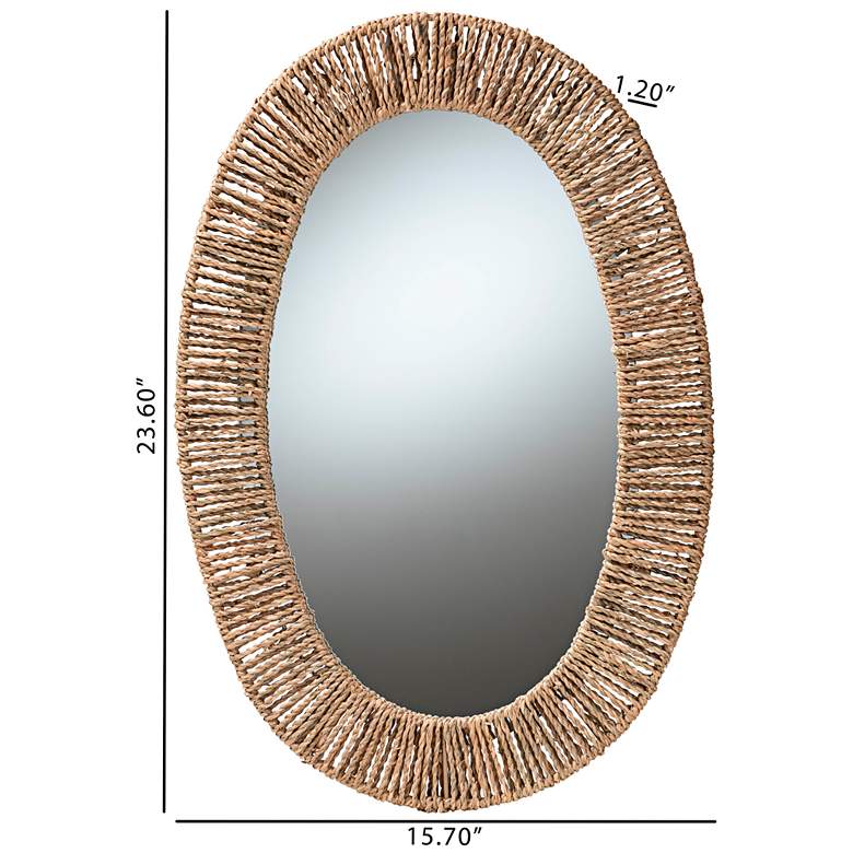 Image 4 Geona Natural Brown 15 3/4" x 23 1/2" Oval Wall Mirror more views