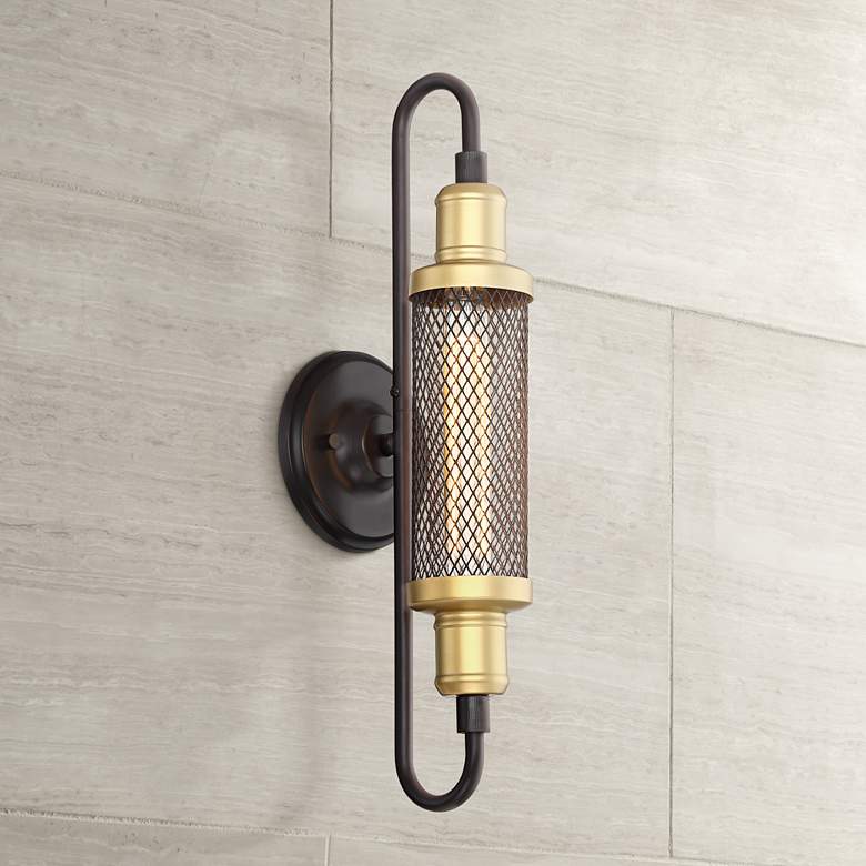 Image 1 George 18 inch High Antique Bronze and Warm Brass Wall Sconce