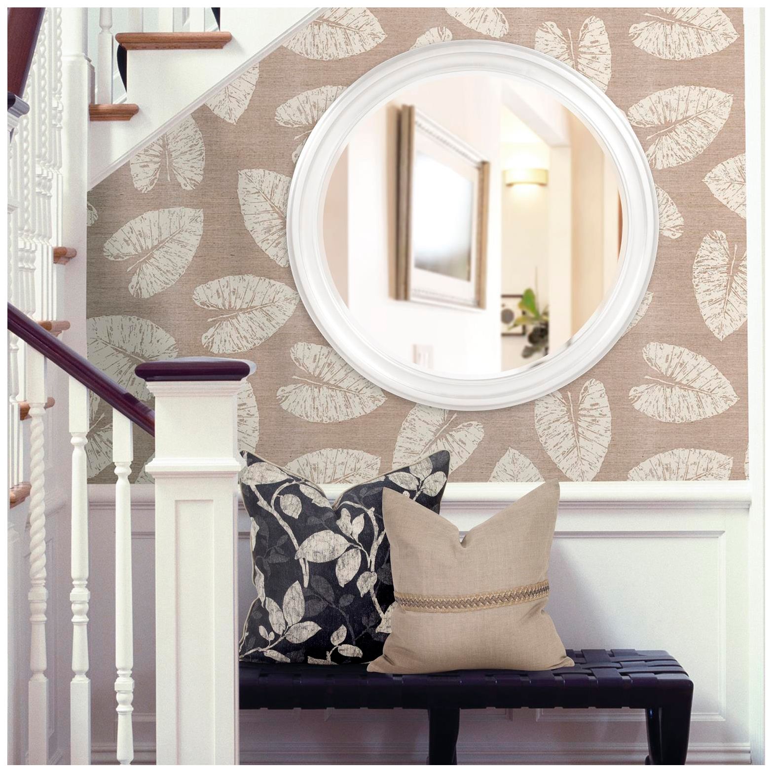 Image 3 George Glossy White 36" Round Wall Mirror more views