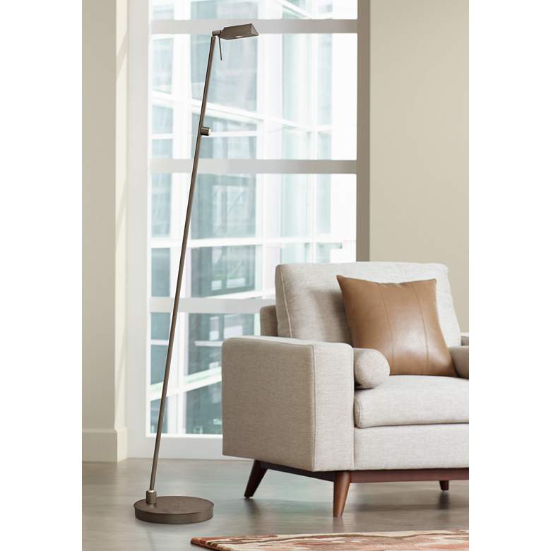 Image 1 George Kovacs 49 3/4" Copper Bronze Tented LED Pharmacy Floor Lamp