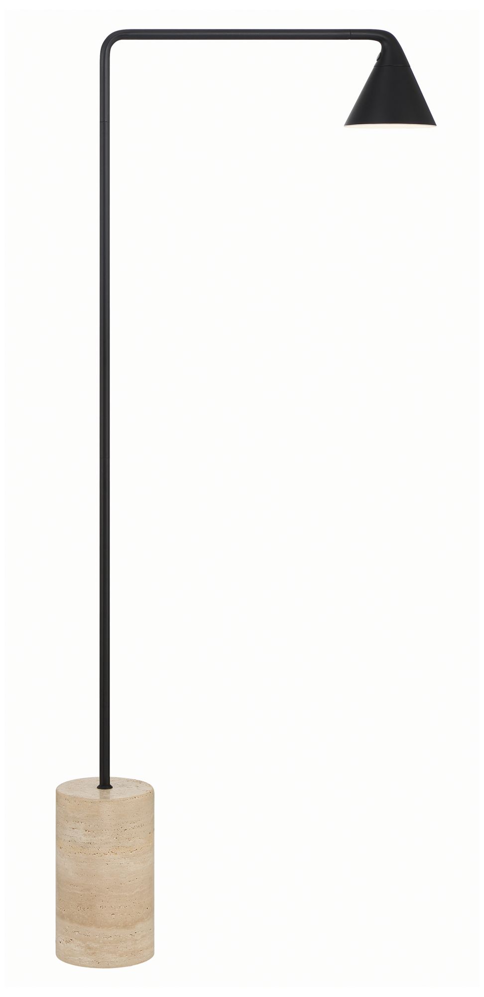 George Kovacs 4CCT Coal Black Floor Lamp with Metal Shade and Stone Base