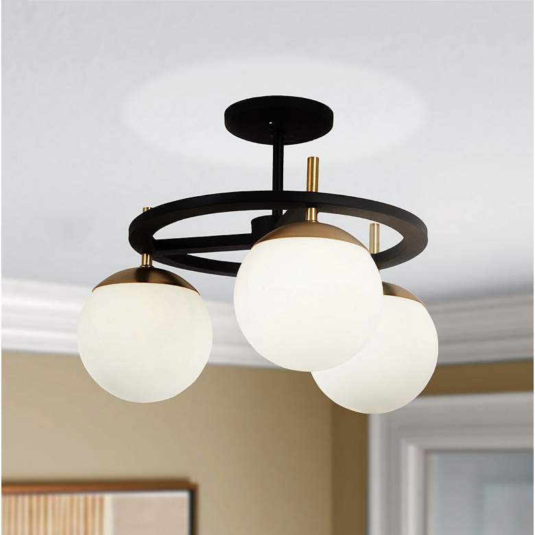 Image 1 George Kovacs Alluria 18" Wide 3-Light Black and Gold Ceiling Light