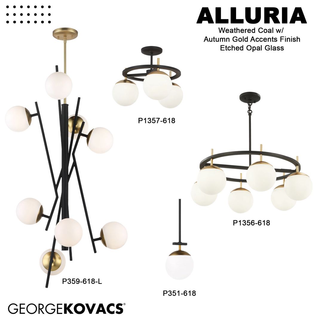 Image 6 George Kovacs Alluria 18" Wide 3-Light Black and Gold Ceiling Light more views