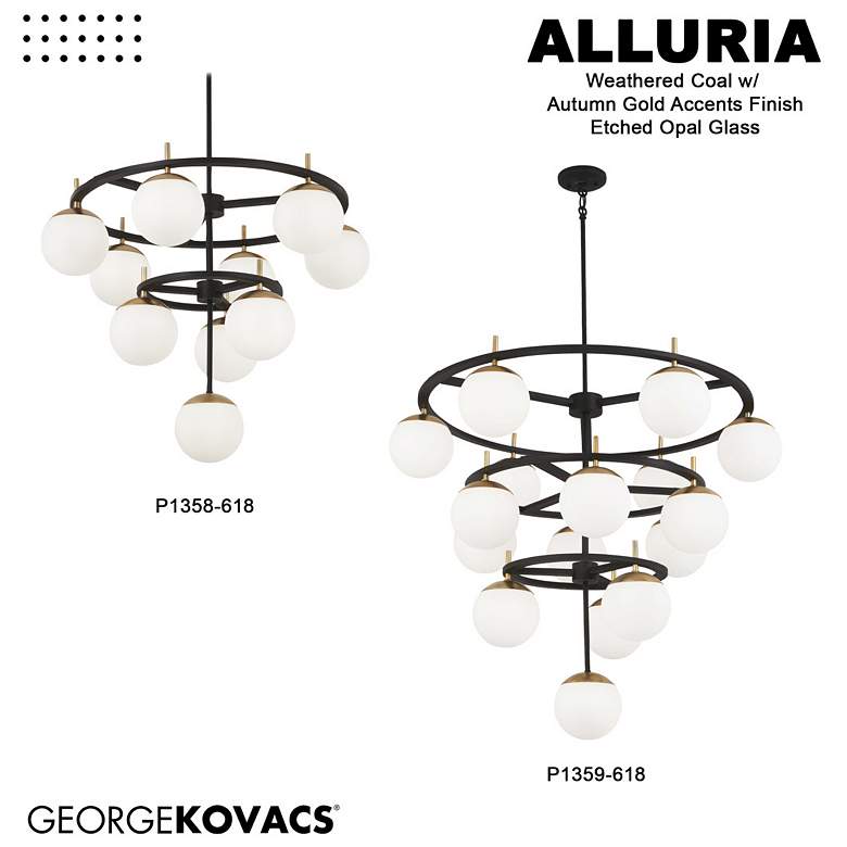 Image 7 George Kovacs Alluria 18" Wide 3-Light Black and Gold Ceiling Light more views