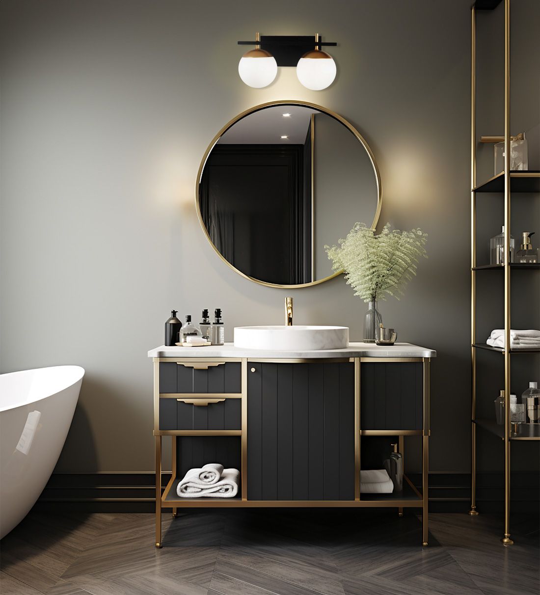Image 4 George Kovacs Alluria 2-Light Weathered Black and Autumn Gold Bath more views