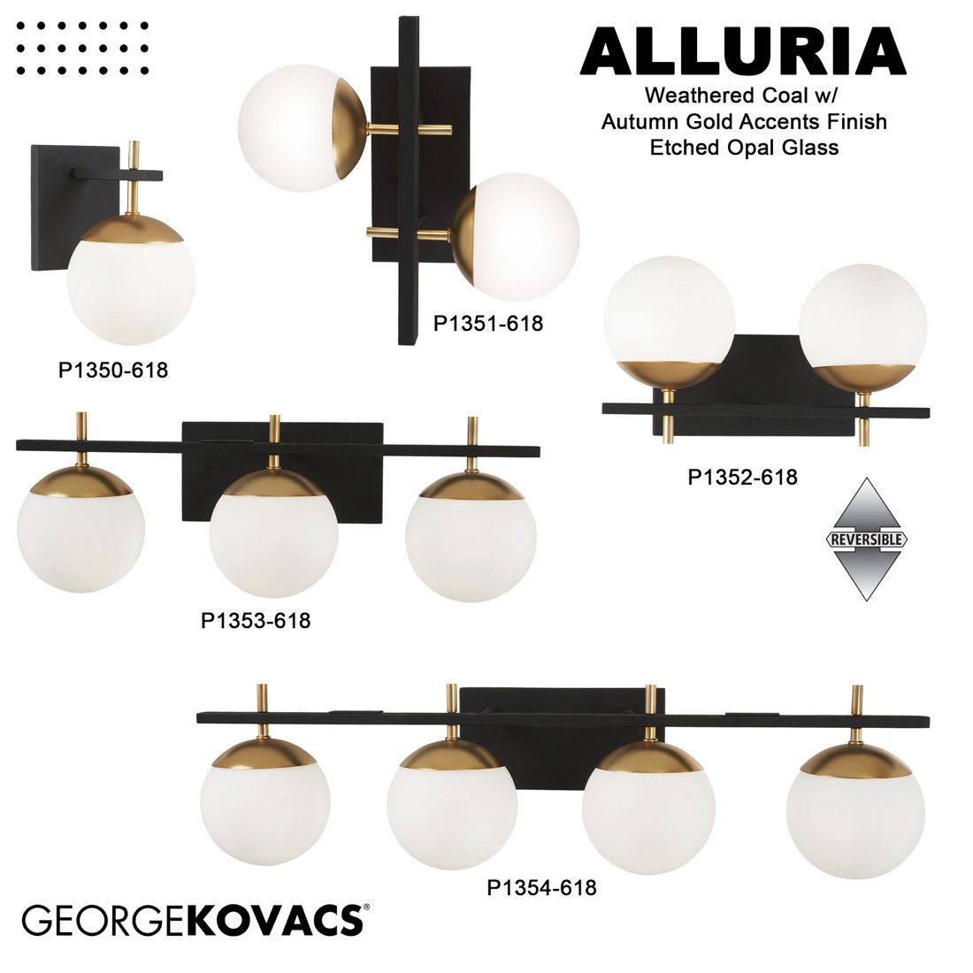 George Kovacs Alluria 24" Black and Gold 3-Light Modern Bath Light